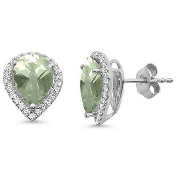 3.75ct 14kt white gold pear shape green amethyst - Picture 1 of 1